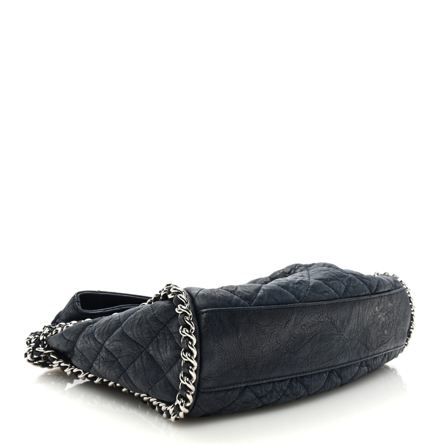 Chanel Washed Lambskin Chain Around Hobo Navy Blue 4 of 9
