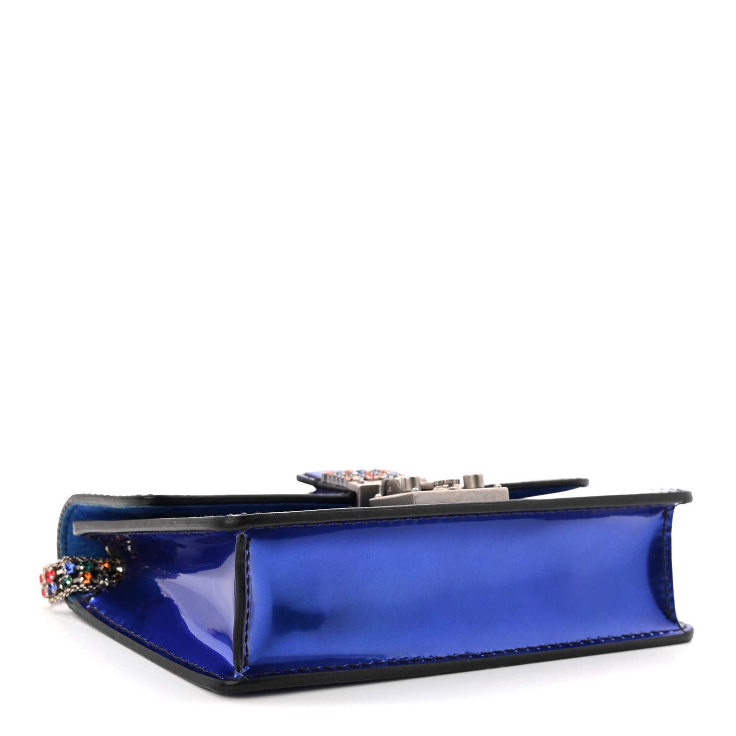 Christian Dior Metallic Patent Crystal Dioraddict Flap Bag Blue 4 of 9
