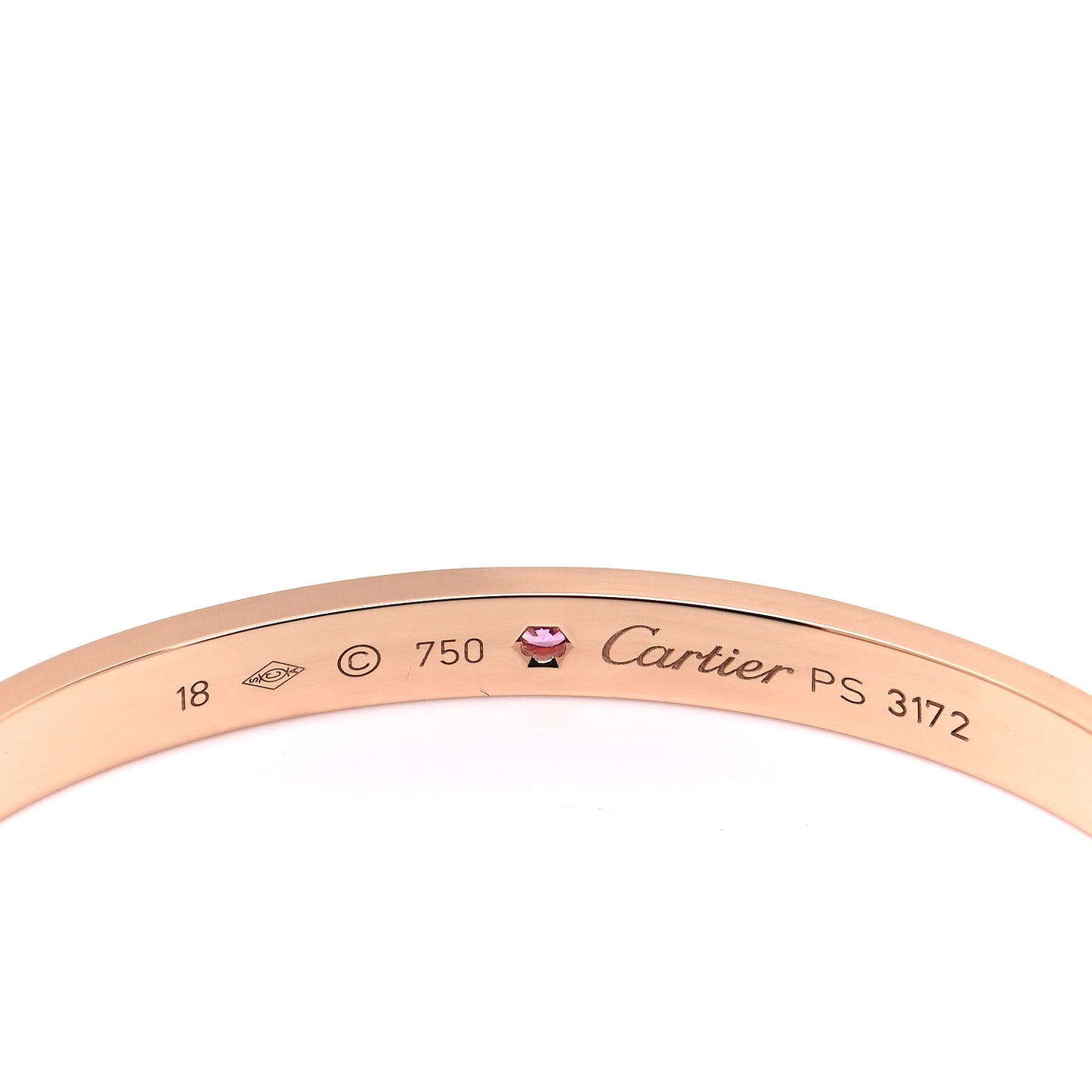 18K Pink Gold Pink Sapphire LOVE Cuff Bracelet 18