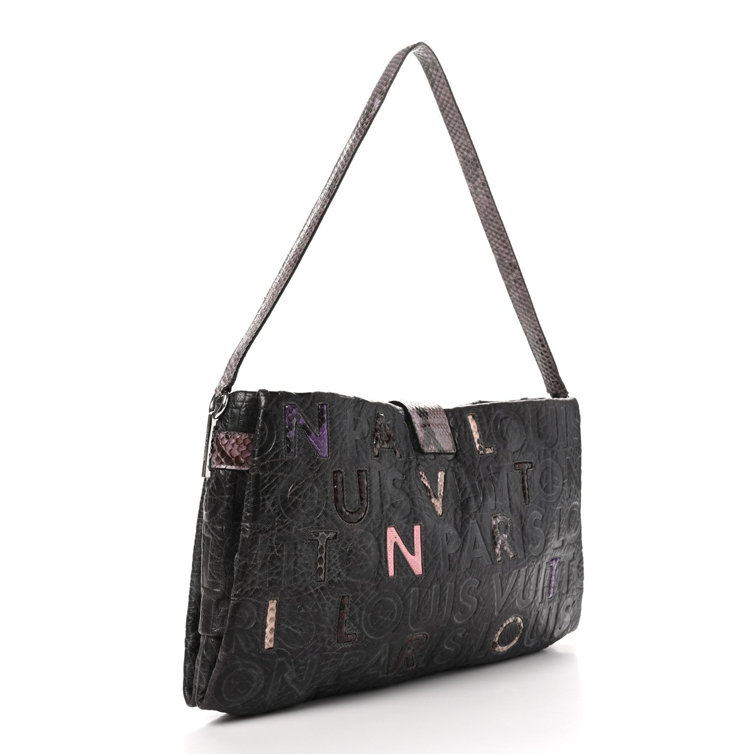 Louis Vuitton Snakeskin Lambskin Monogram Collage Lutece Grey 3 of 11