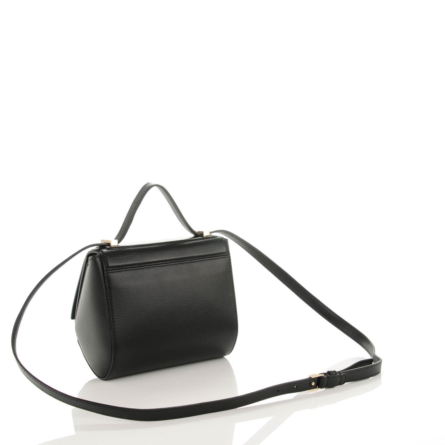 Textured Calfskin Mini Pandora Box Crossbody Bag Black