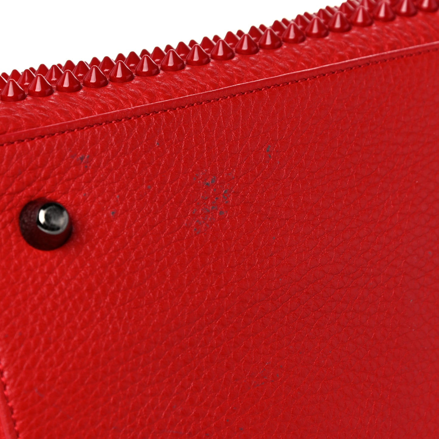 Grained Calfskin Studded Panettone Bowling Bag Red
