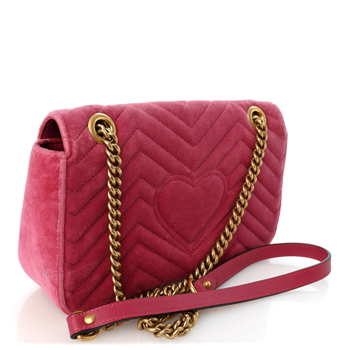 Gucci Velvet Matelasse Small GG Marmont Shoulder Bag Light Raspberry Rose 3 of 12