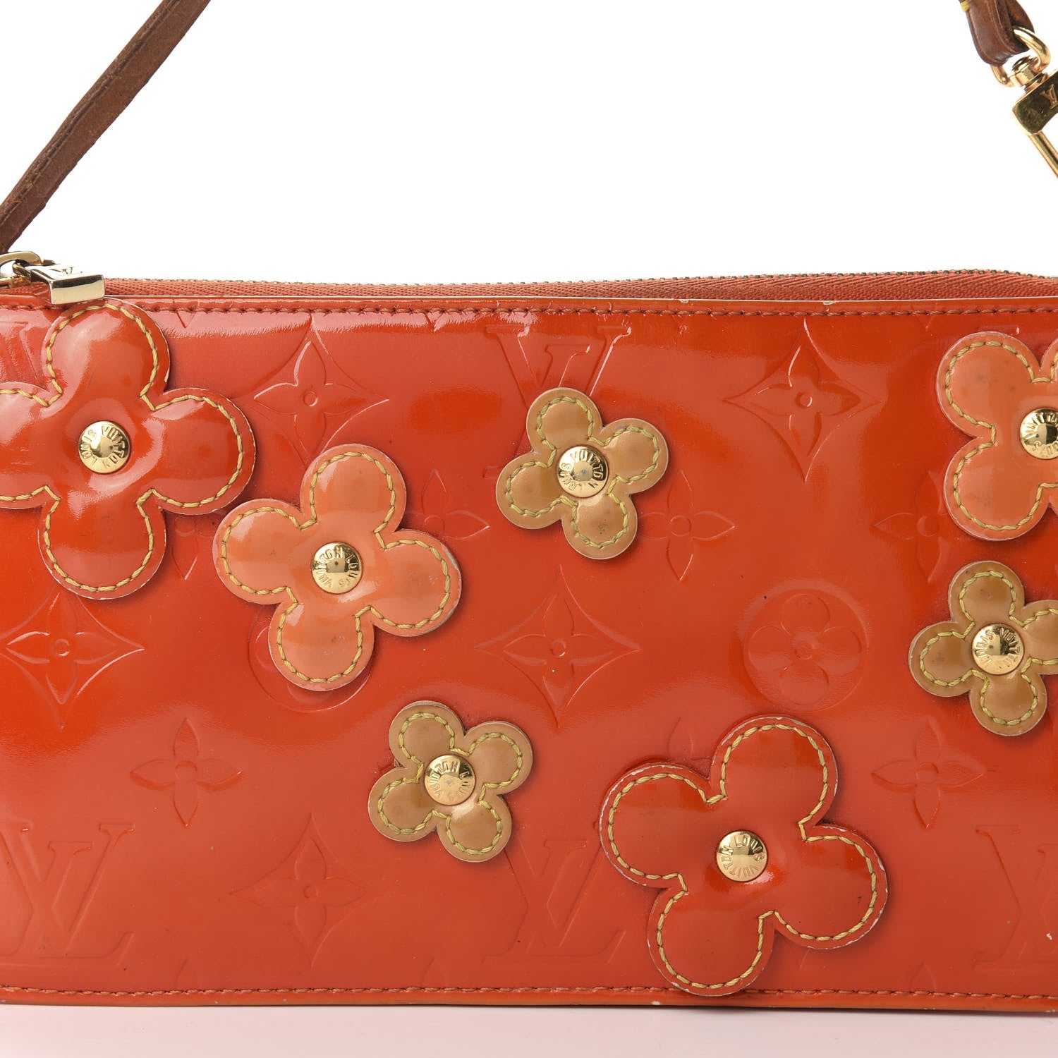 Louis Vuitton Vernis Lexington Fleurs Pochette Orange 14 of 14