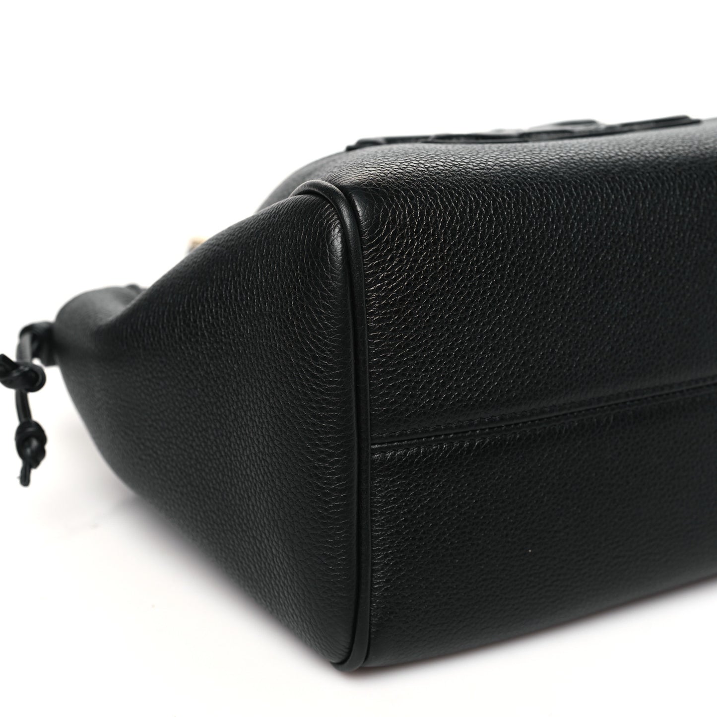 Grained Calfskin Cuir Triomphe Small Cabas Drawstring Black