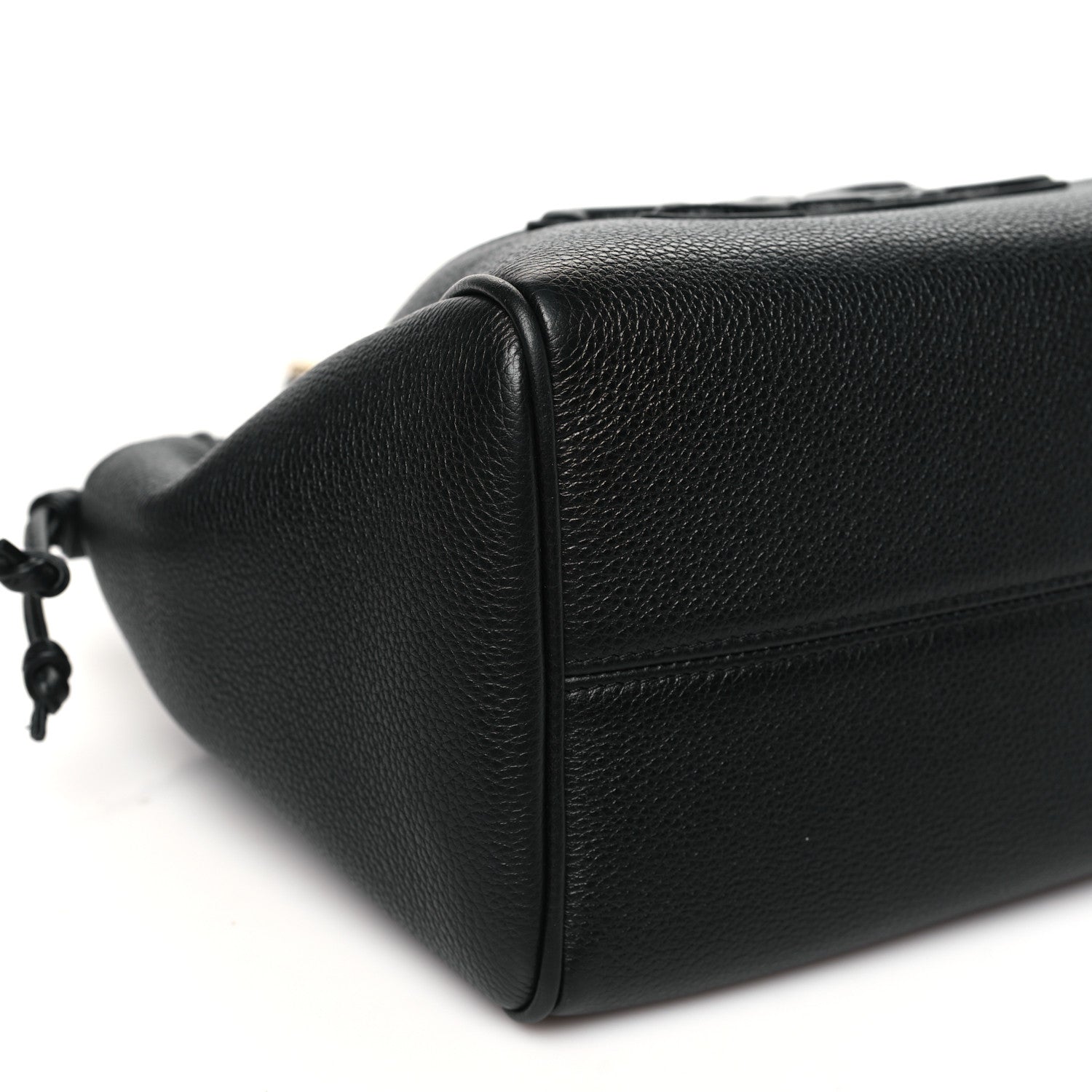 Celine Grained Calfskin Cuir Triomphe Small Cabas Drawstring Black 9 of 10