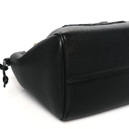 Celine Grained Calfskin Cuir Triomphe Small Cabas Drawstring Black 9 of 10