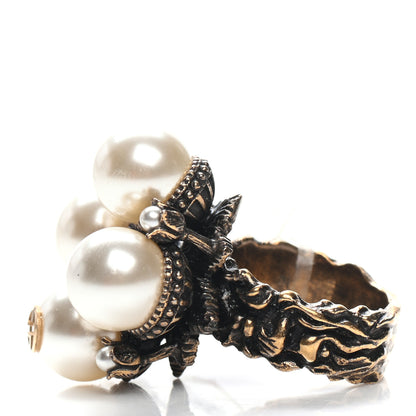 Gucci Metal Pearl Ring 5 Aged Gold 3 of 6
