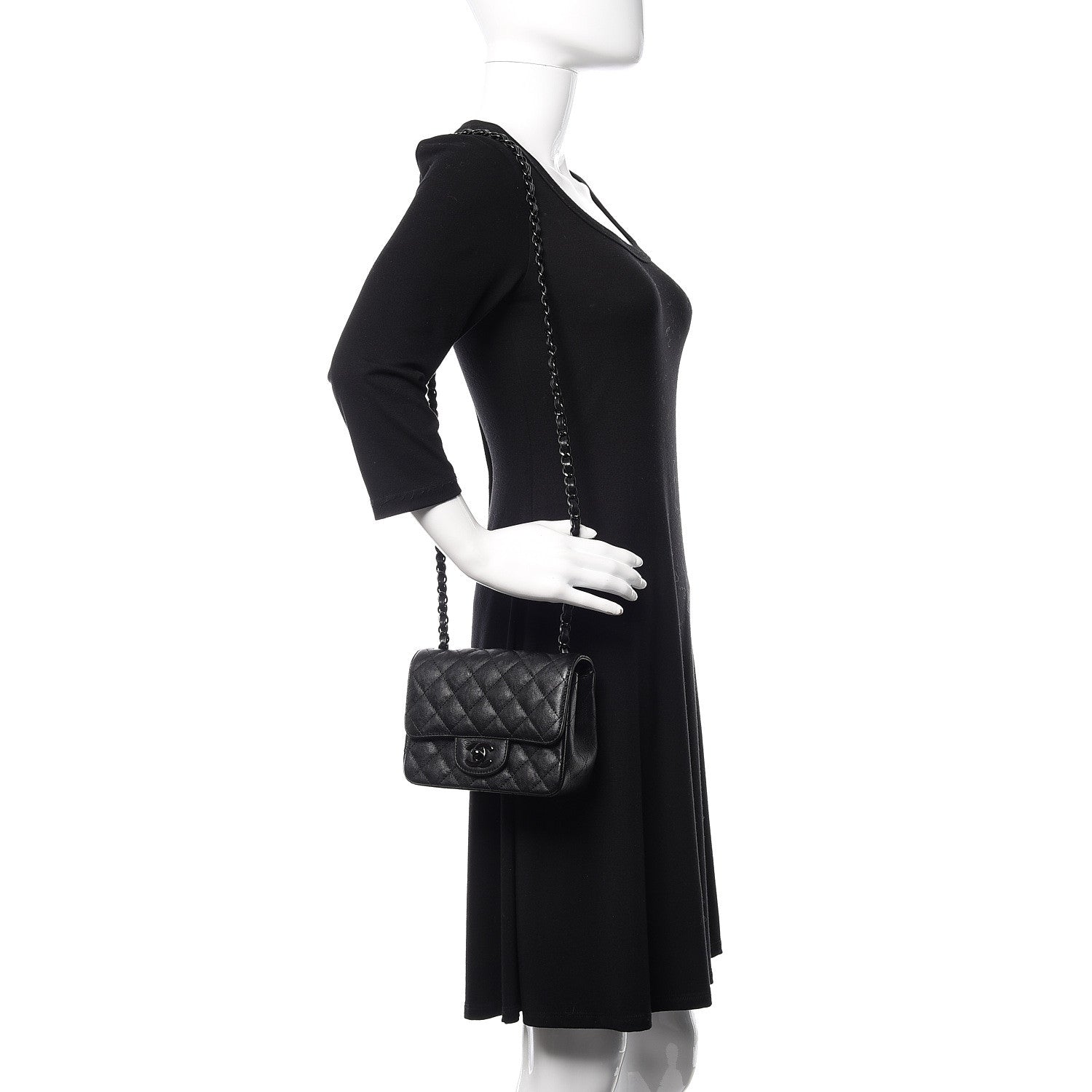 Chanel Crumpled Calfskin Quilted Mini Square Flap So Black 2 of 10