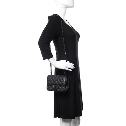 Chanel Crumpled Calfskin Quilted Mini Square Flap So Black 2 of 10