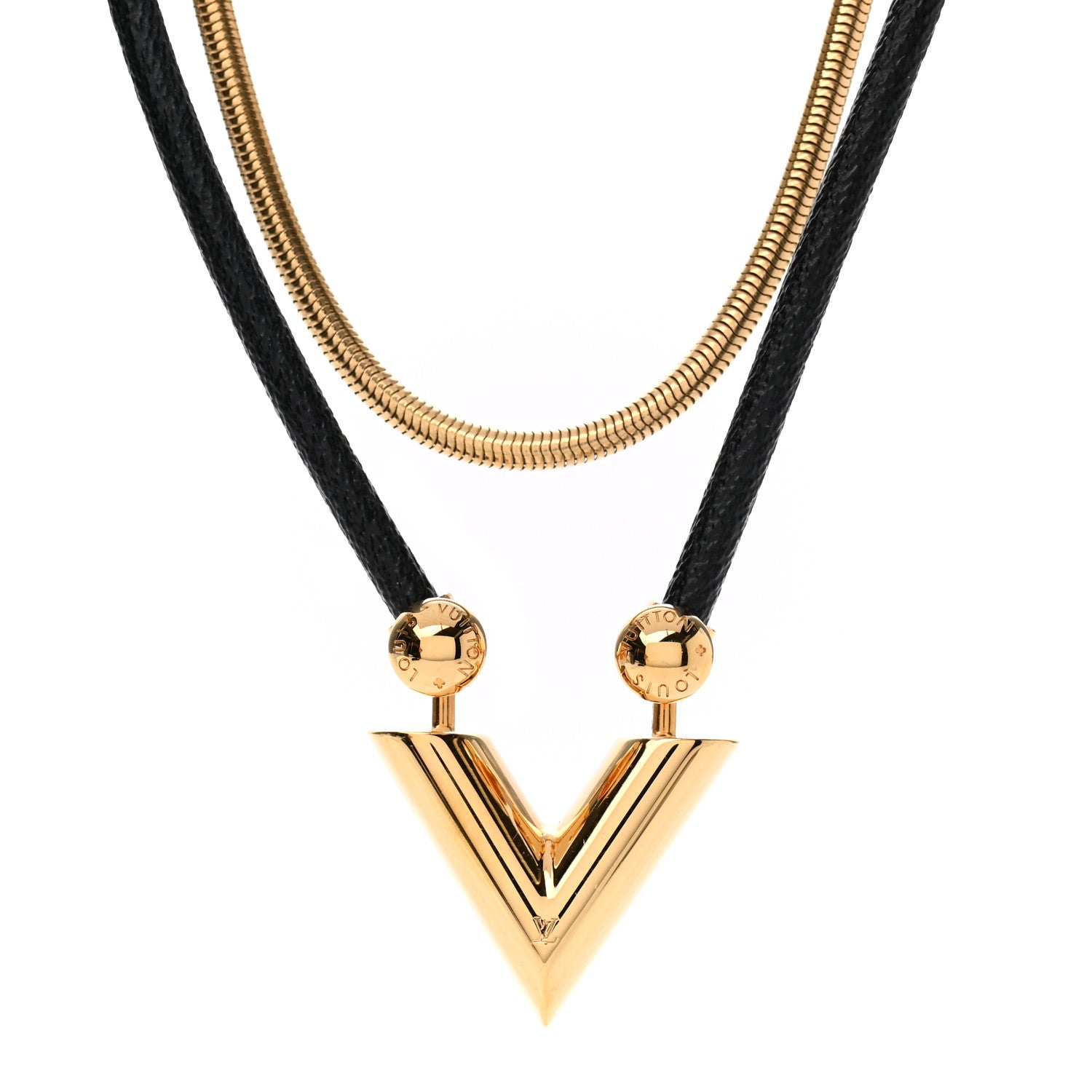 Louis Vuitton Essential V Necklace Gold 1 of 9