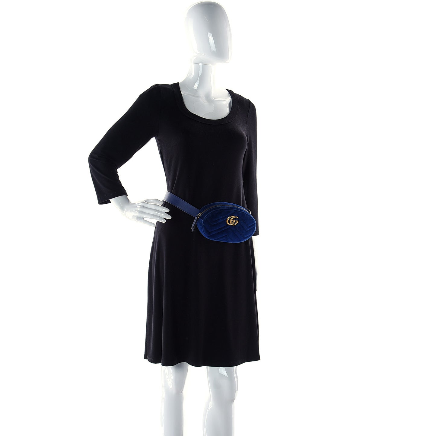 Velvet Matelasse GG Marmont Belt Bag 85 34 Cobalt Blue