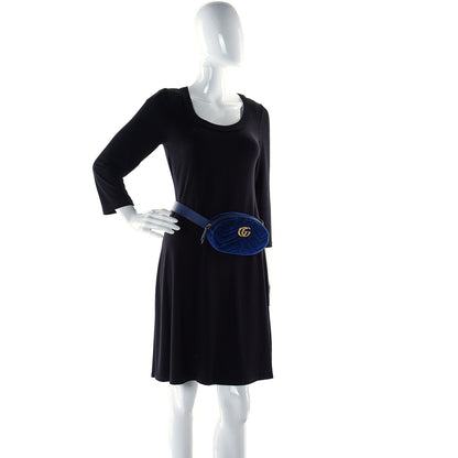 Gucci Velvet Matelasse GG Marmont Belt Bag 85 34 Cobalt Blue 13 of 13