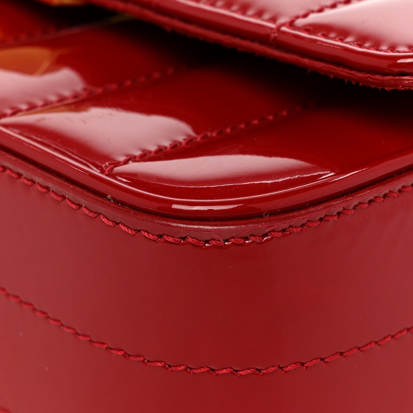 Patent Matelasse Monogram Small Vicky Chain Bag Red