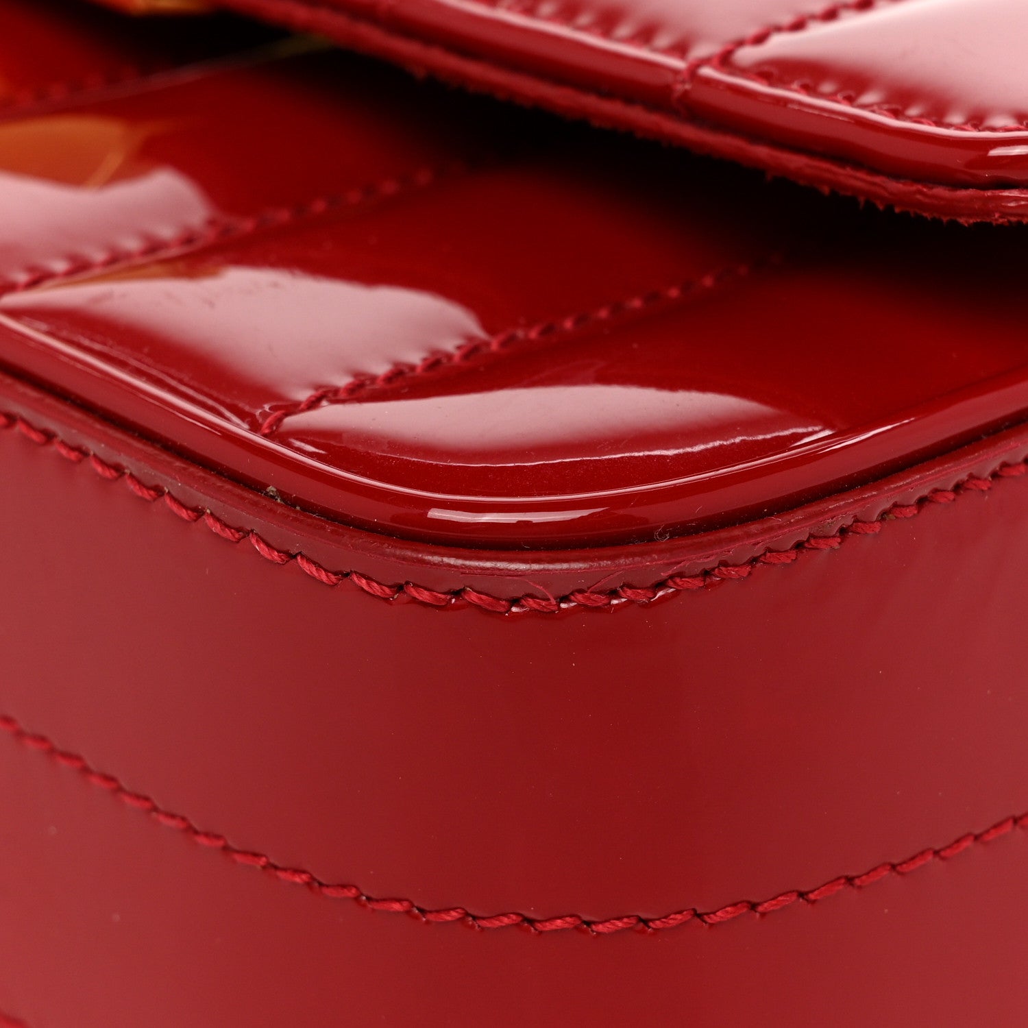 Saint Laurent Patent Matelasse Monogram Small Vicky Chain Bag Red 10 of 16