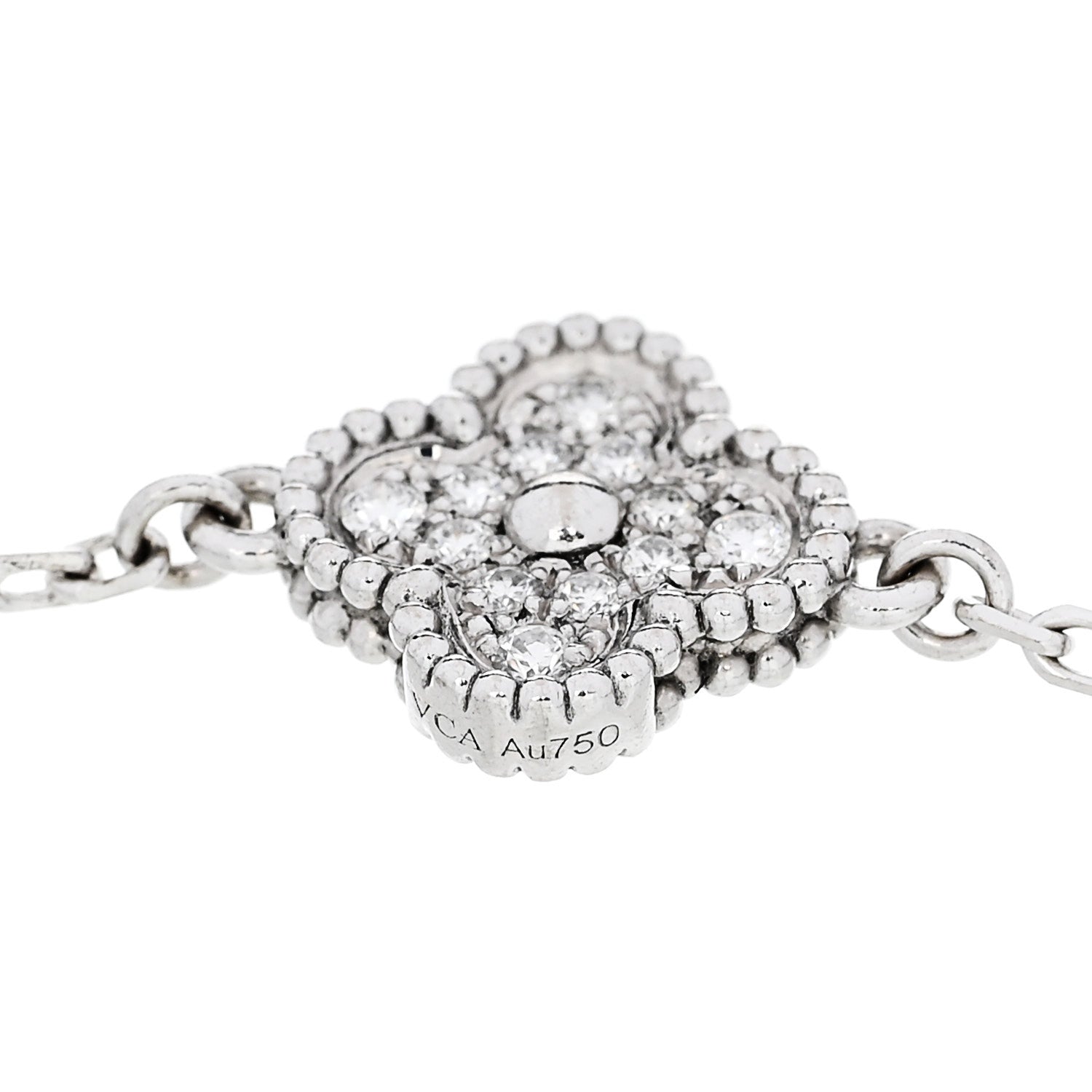Van Cleef & Arpels 18K White Gold Diamond 6 Motifs Sweet Alhambra Bracelet 4 of 4