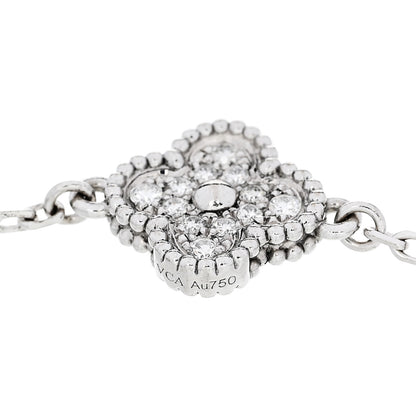 Van Cleef & Arpels 18K White Gold Diamond 6 Motifs Sweet Alhambra Bracelet 4 of 4