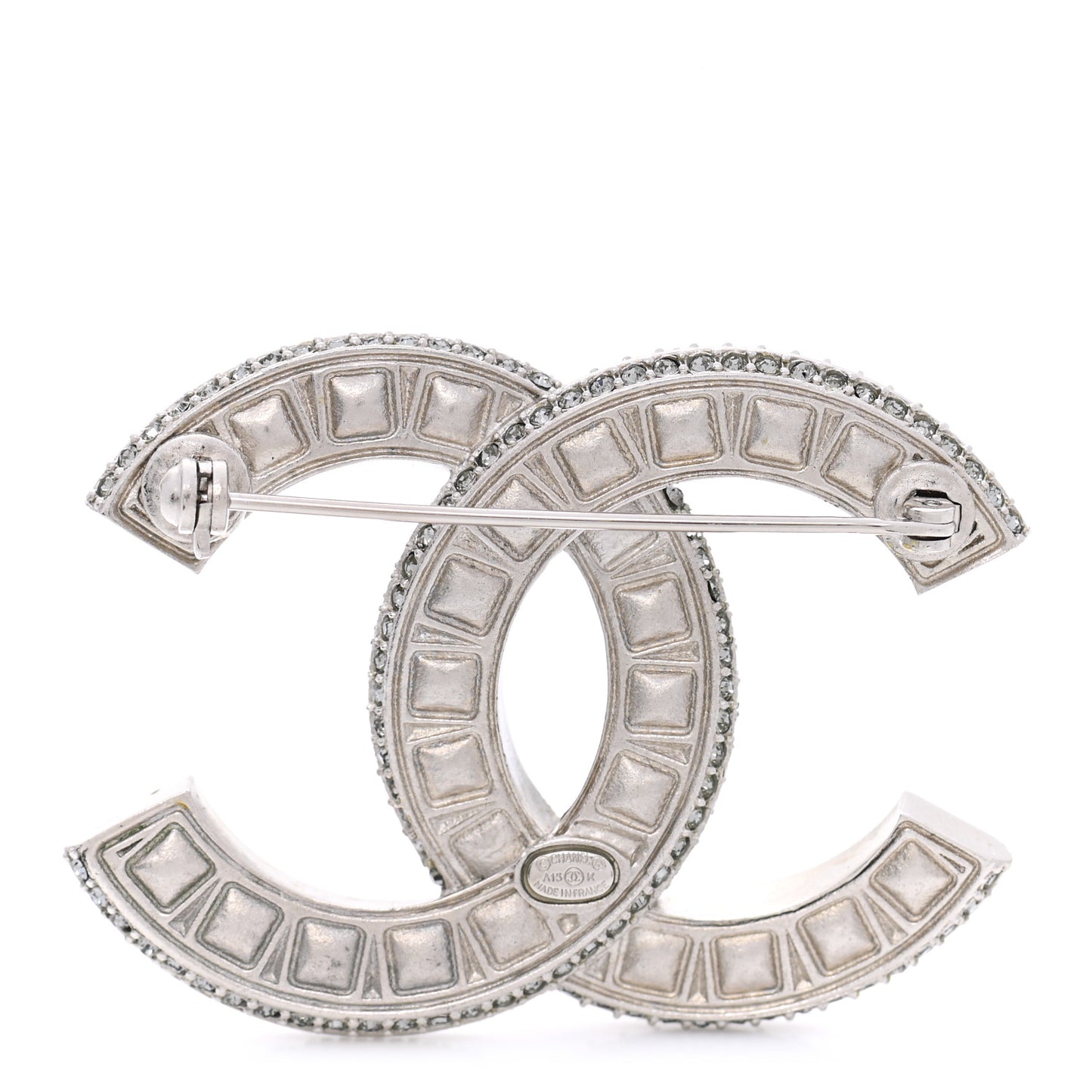 Baguette Crystal CC Brooch Silver Black