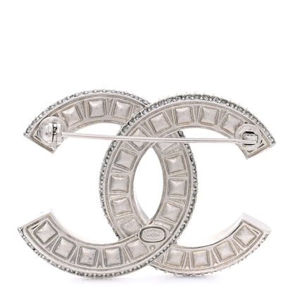 Chanel Baguette Crystal CC Brooch Silver Black 3 of 5