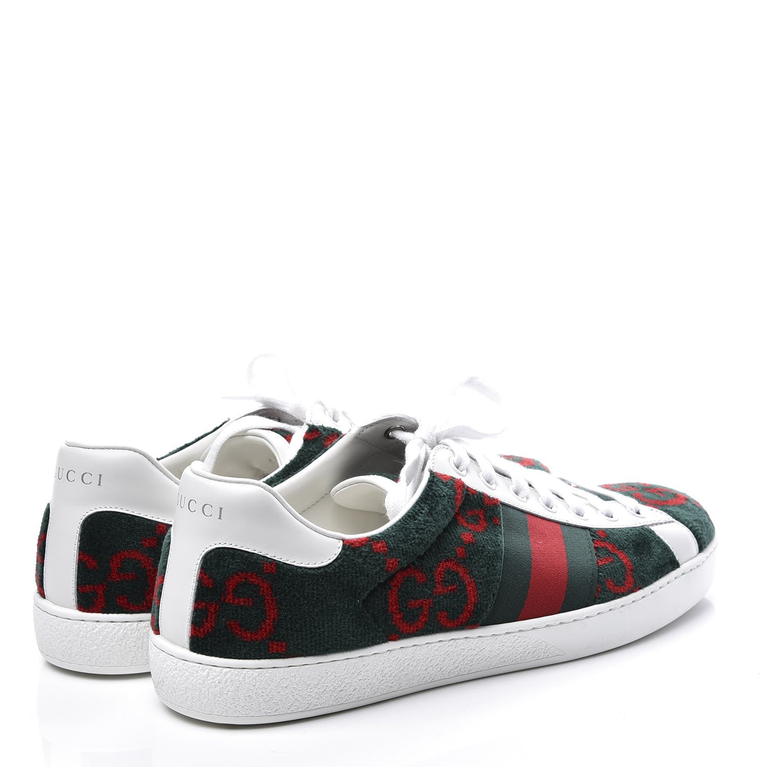Gucci Covered Wool Big GG Monogram Mens Sneakers 8 Green Red 4 of 11