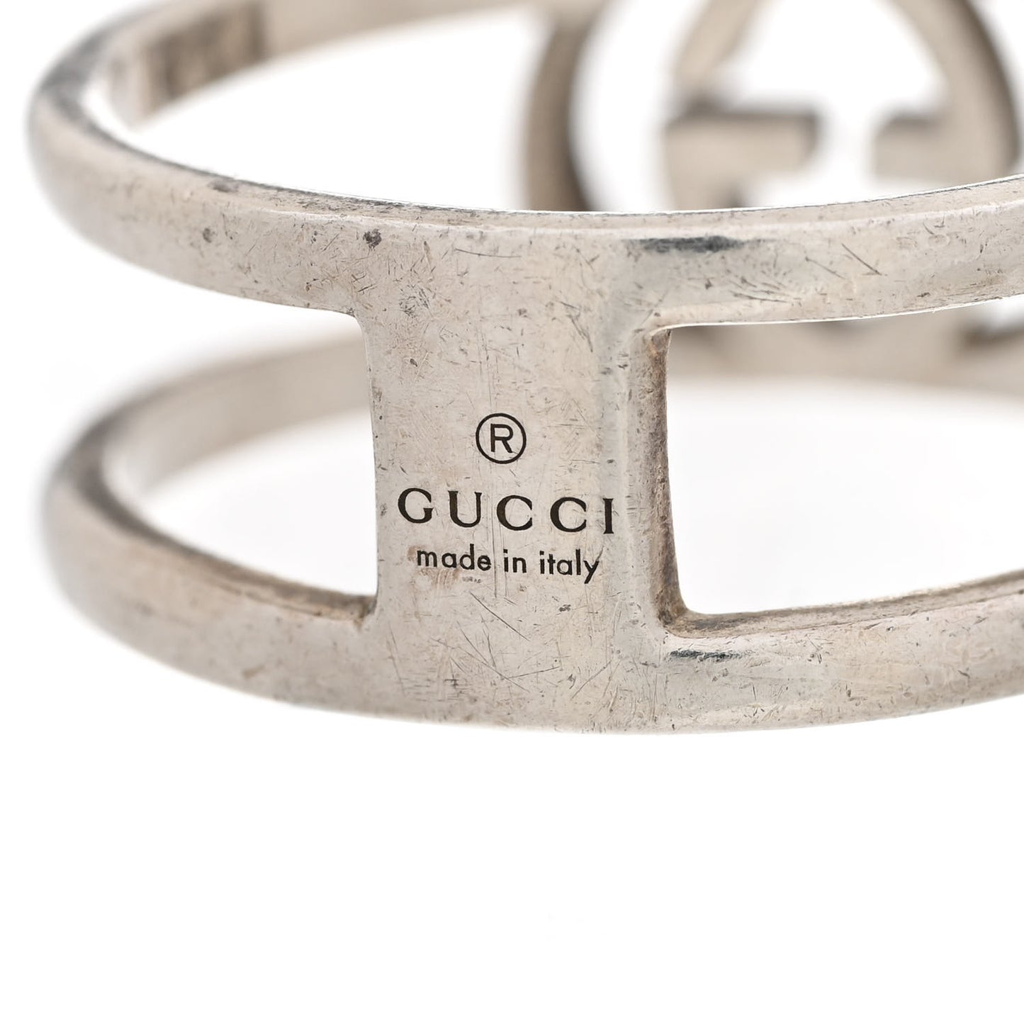 Sterling Silver 9mm Interlocking G Open Band Ring 62 9.75