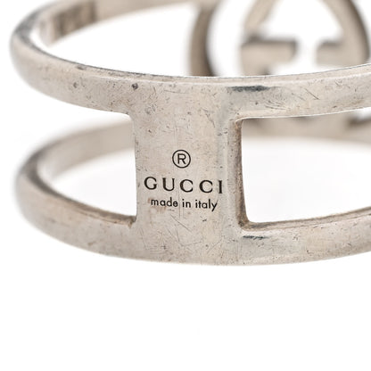 Gucci Sterling Silver 9mm Interlocking G Open Band Ring 62 9.75 5 of 5