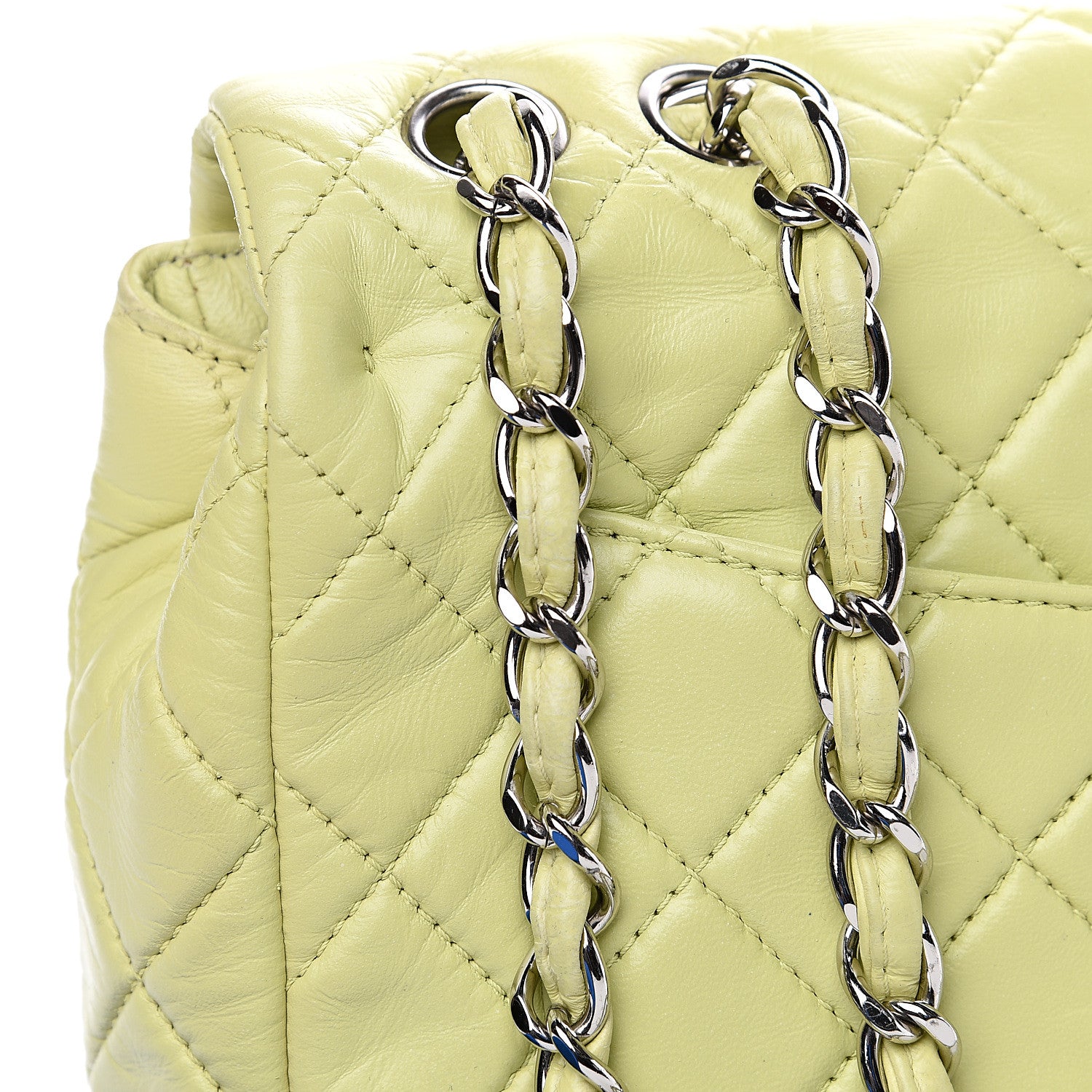 Chanel Lambskin Quilted Jumbo Single Flap Green 10 of 14