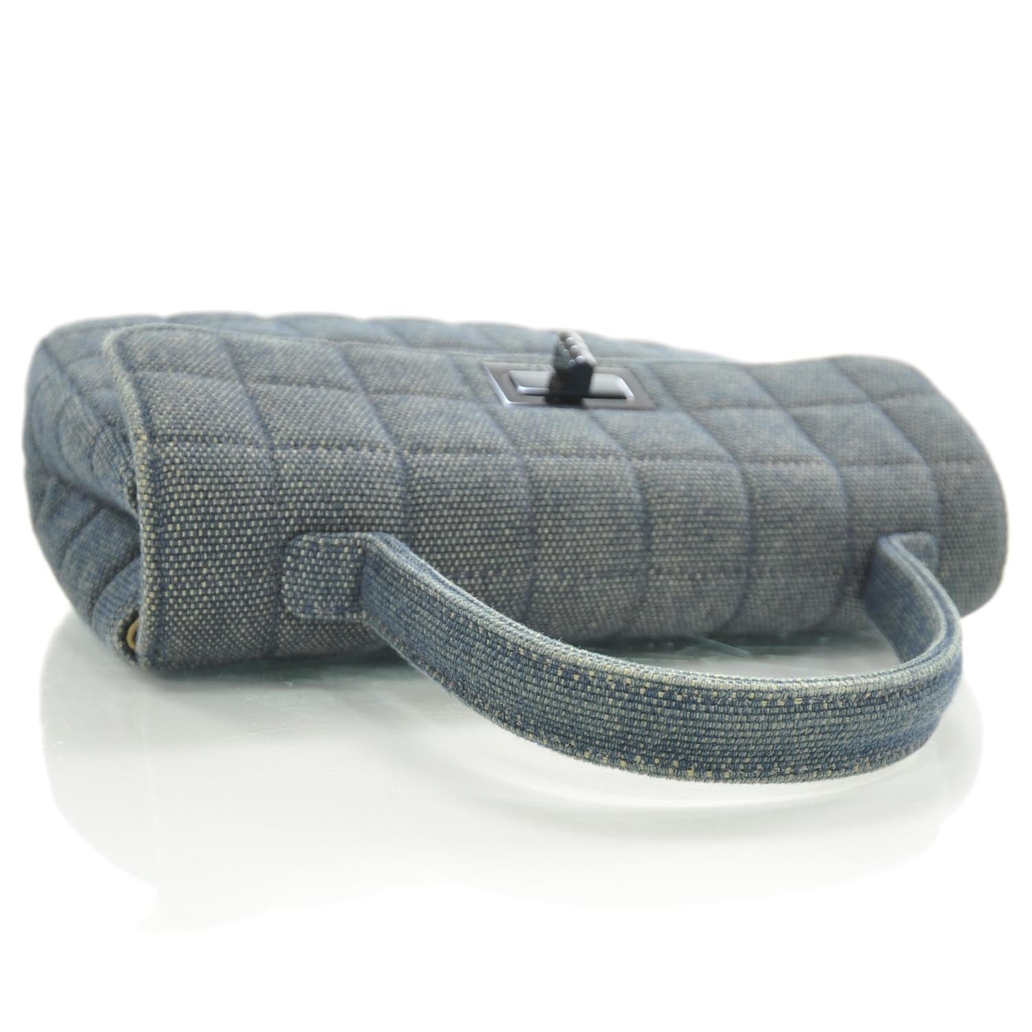 Chanel Denim Quilted Mademoiselle Top Handle Bag 5 of 8