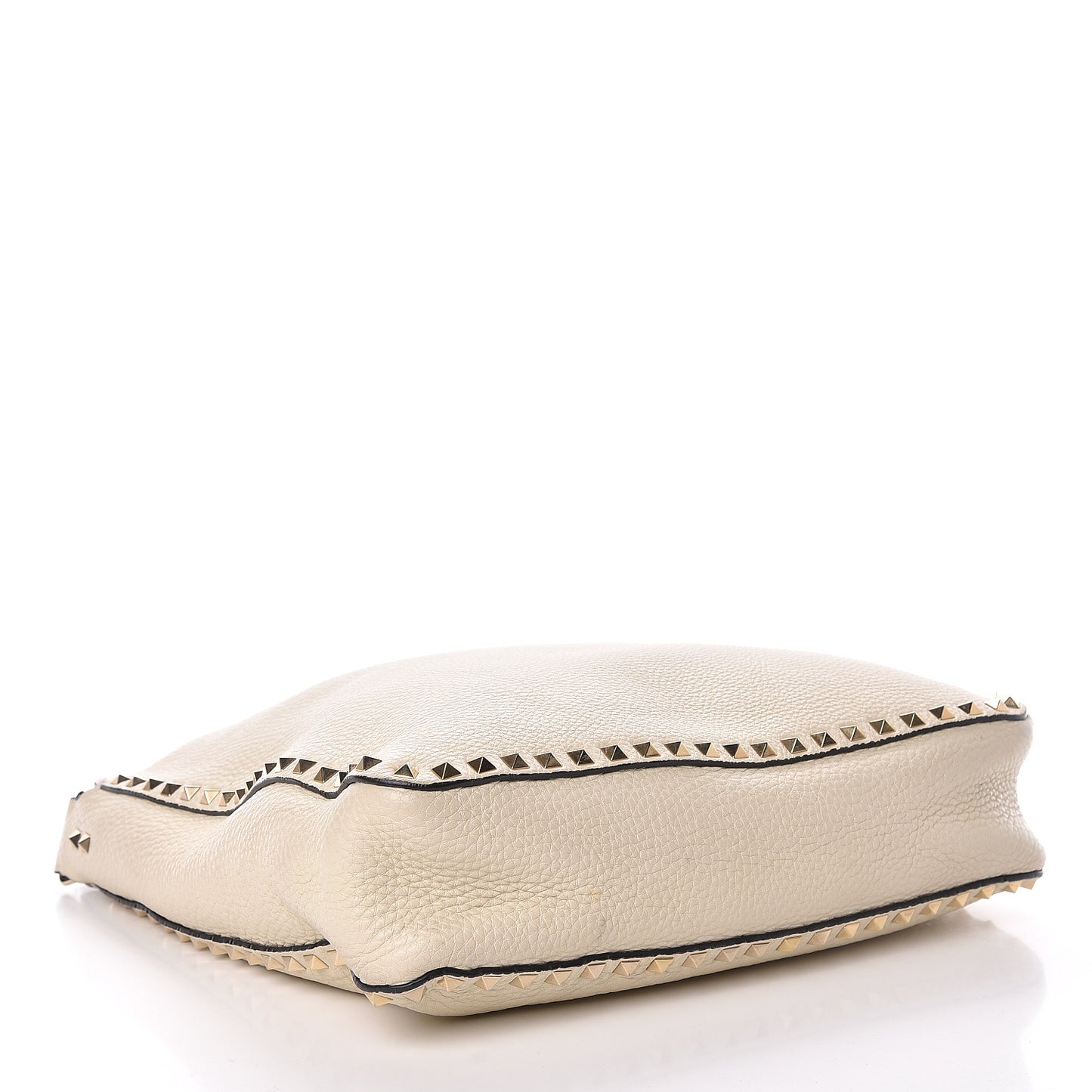 Pebbled Calfskin Large Rockstud Flip-Lock Messenger Bag Light Ivory