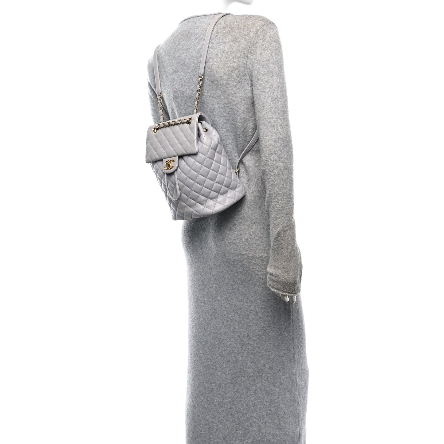 Calfskin Quilted Small Urban Spirit Backpack Grey