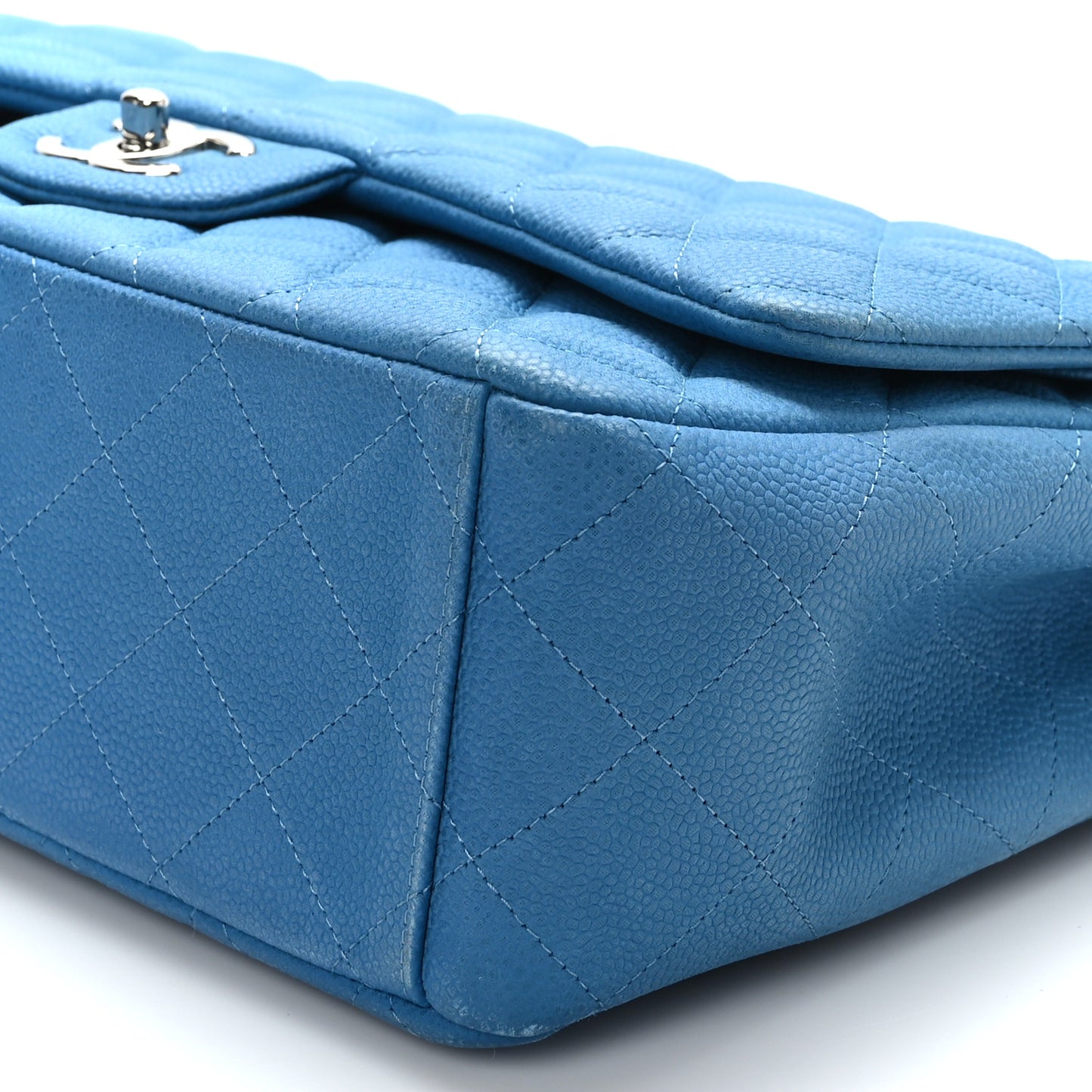 Caviar Quilted Maxi Double Flap Blue