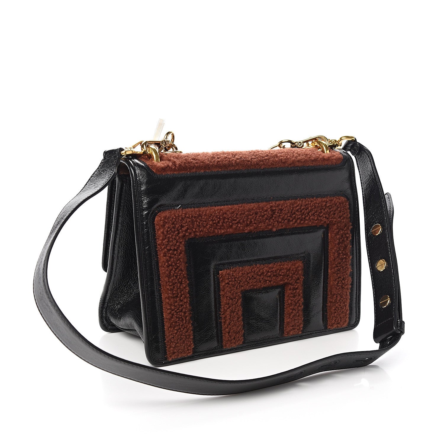 Fendi Agnello Old Shine Shearling F is Fendi Embossed Kan U Shoulder Bag Black Foresta 2 of 8