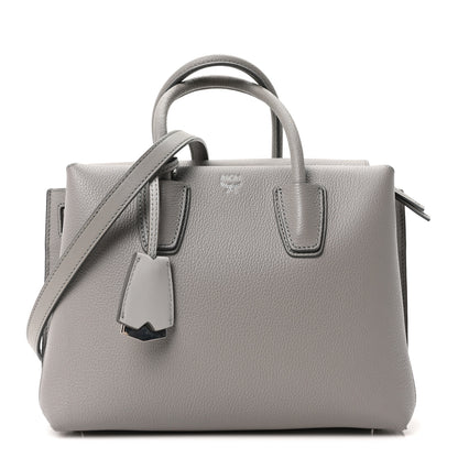 MCM Grained Calfskin Small Milla Tote Arch Grey 1 of 9