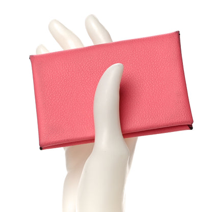 Hermes Evercolor Calvi Card Case Rose Azalee 2 of 14