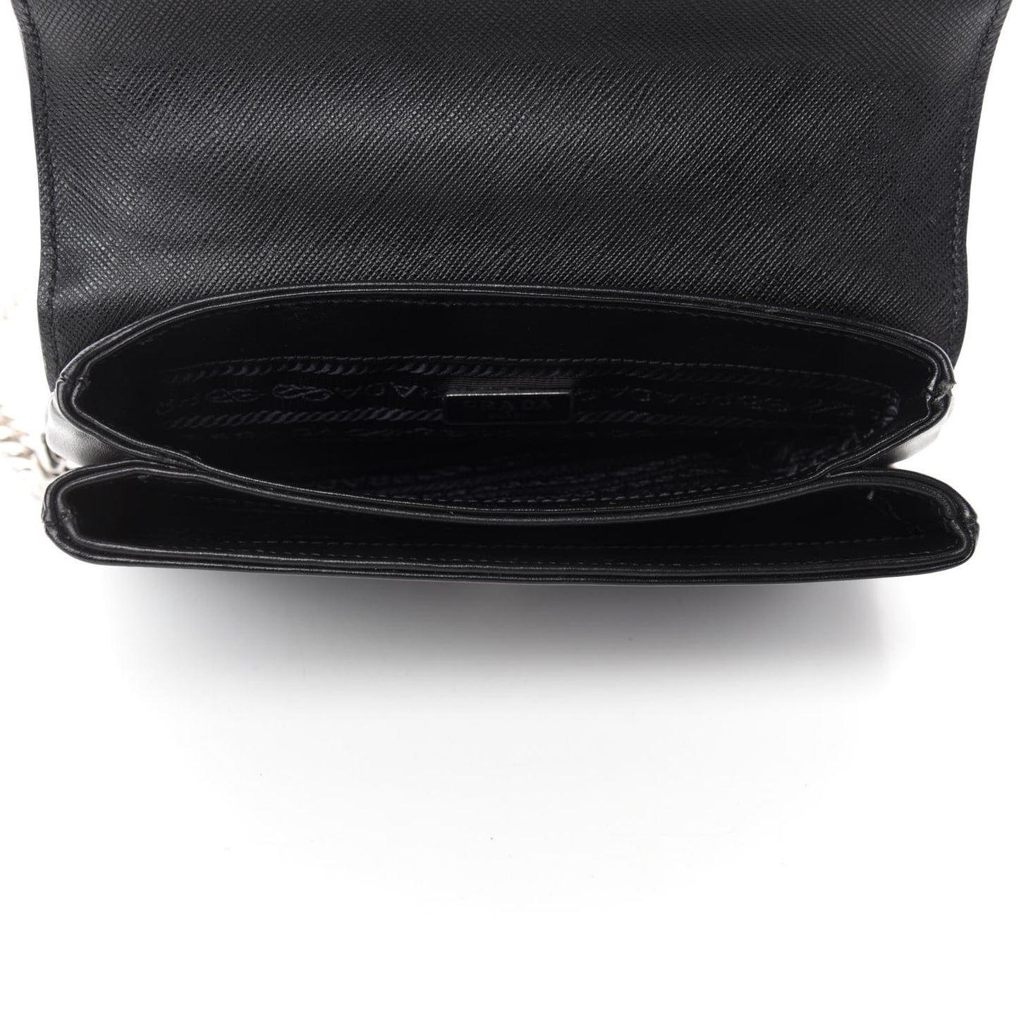 Saffiano Tessuto Nylon Chain Shoulder Bag Black