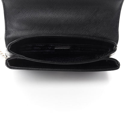 Prada Saffiano Tessuto Nylon Chain Shoulder Bag Black 6 of 13