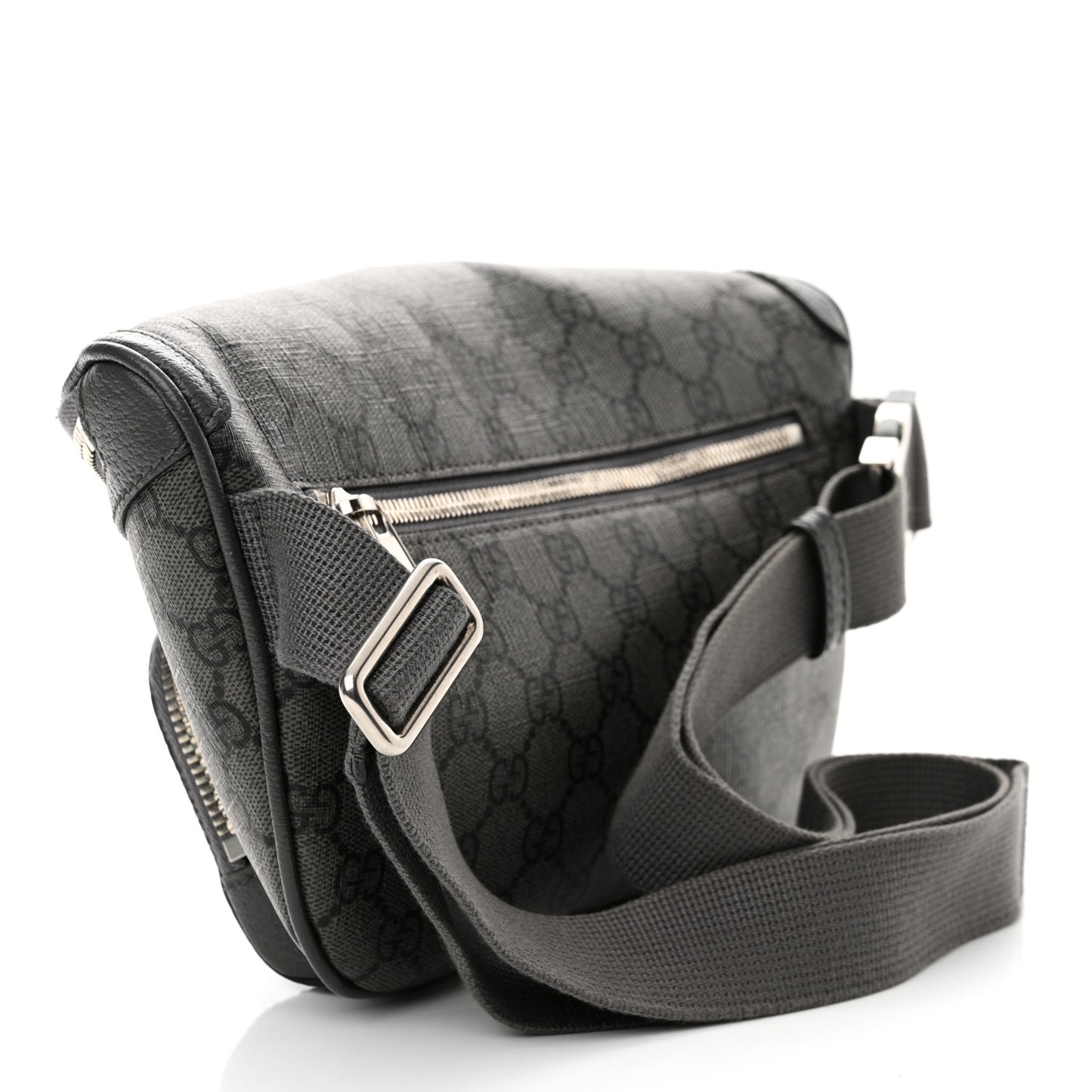 GG Supreme Monogram Textured Dollar Calfskin Ophidia Belt Bag Grey Black Graphite Grey