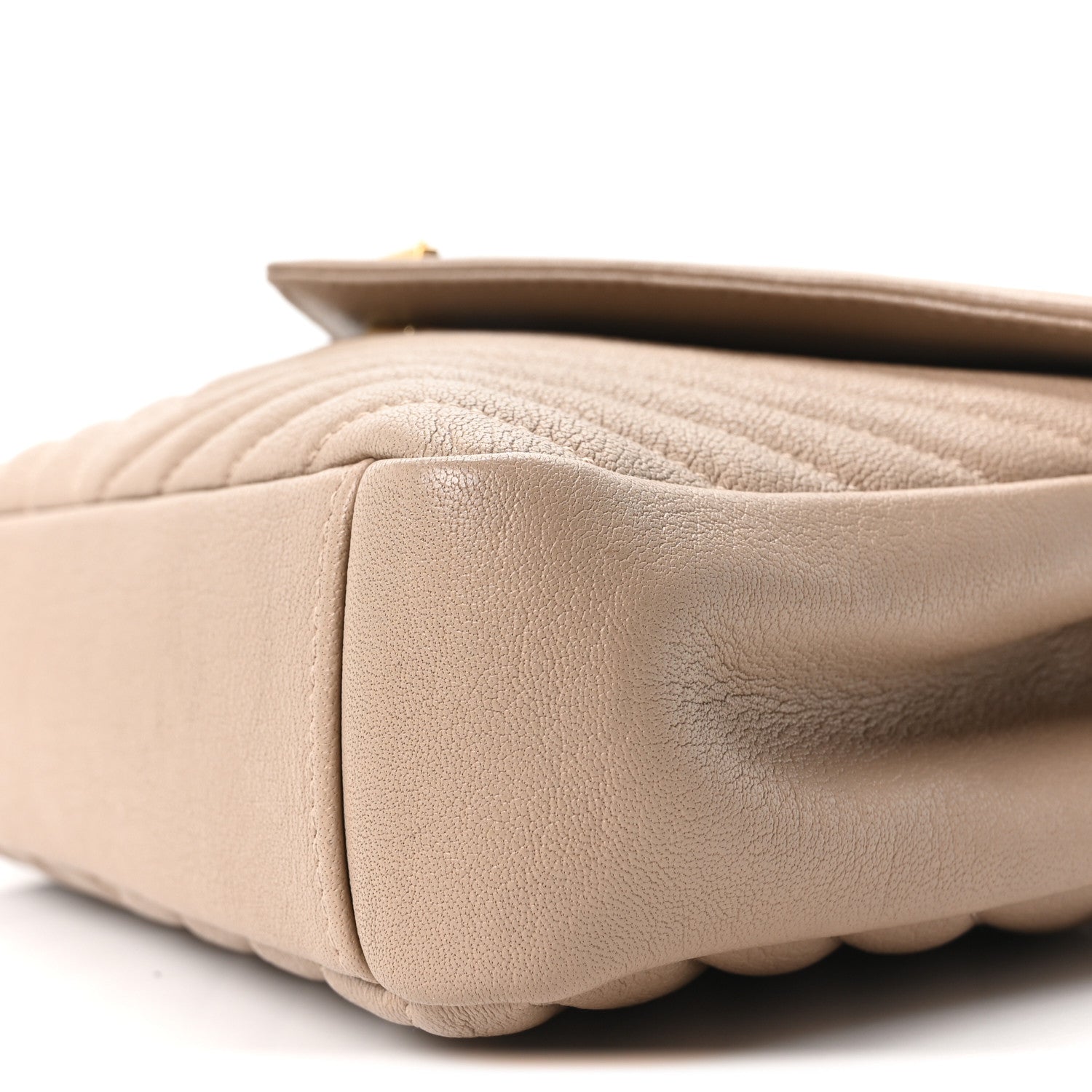 Saint Laurent Sheepskin Matelasse Chevron Monogram Medium College Bag Dark Beige 10 of 10