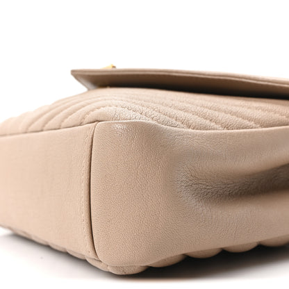 Saint Laurent Sheepskin Matelasse Chevron Monogram Medium College Bag Dark Beige 10 of 10