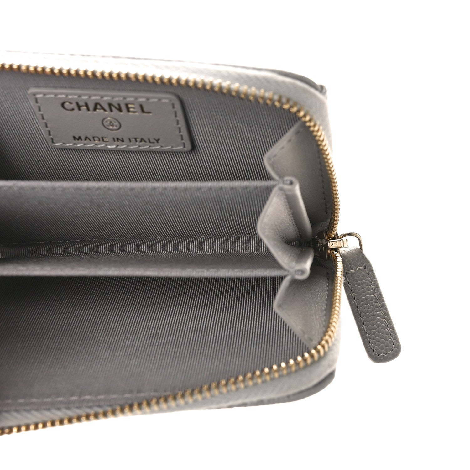 Chanel Caviar Quilted Zip Coin Purse Grey 5 of 10