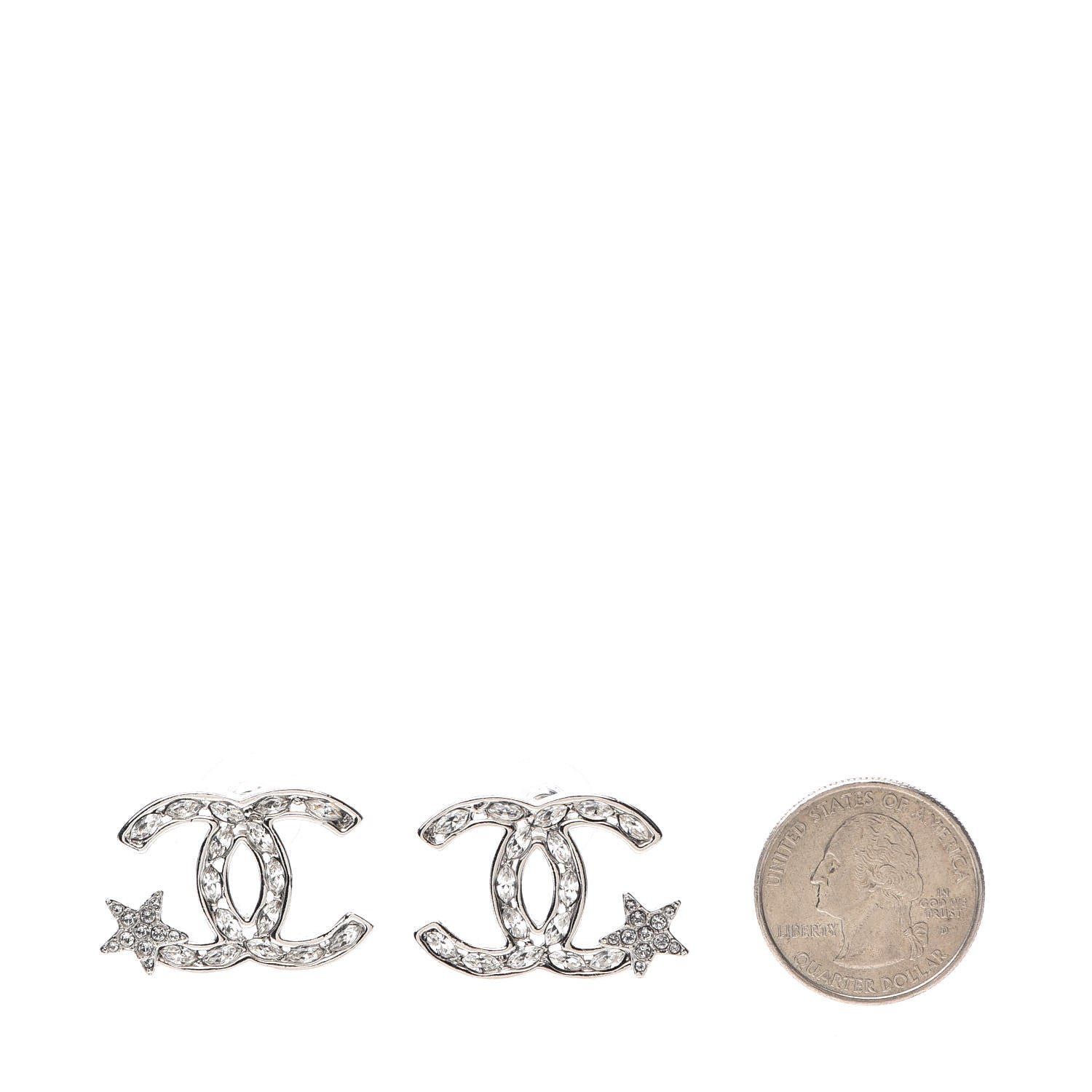 Chanel Crystal CC Starfall Earrings Silver 2 of 5