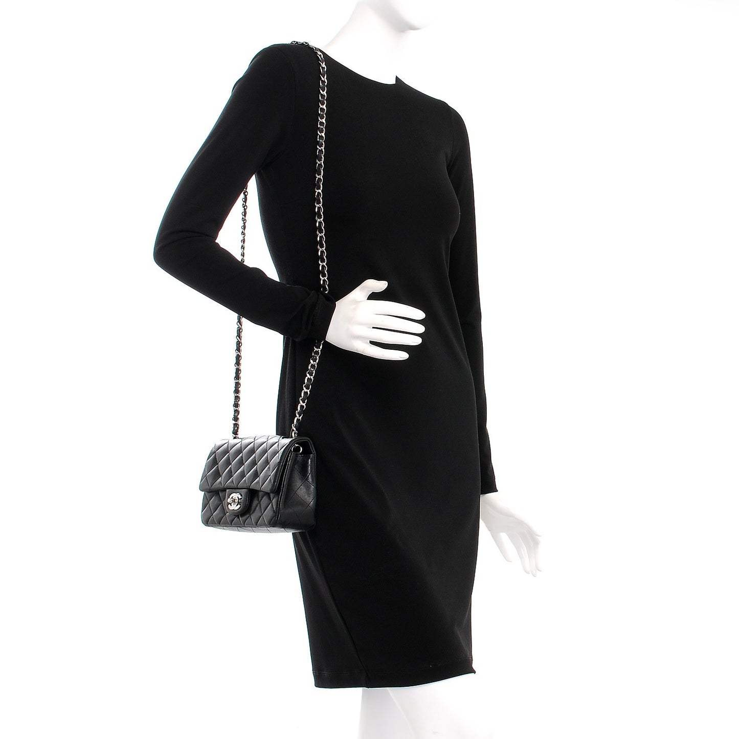 Lambskin Quilted Mini Rectangular Flap Black