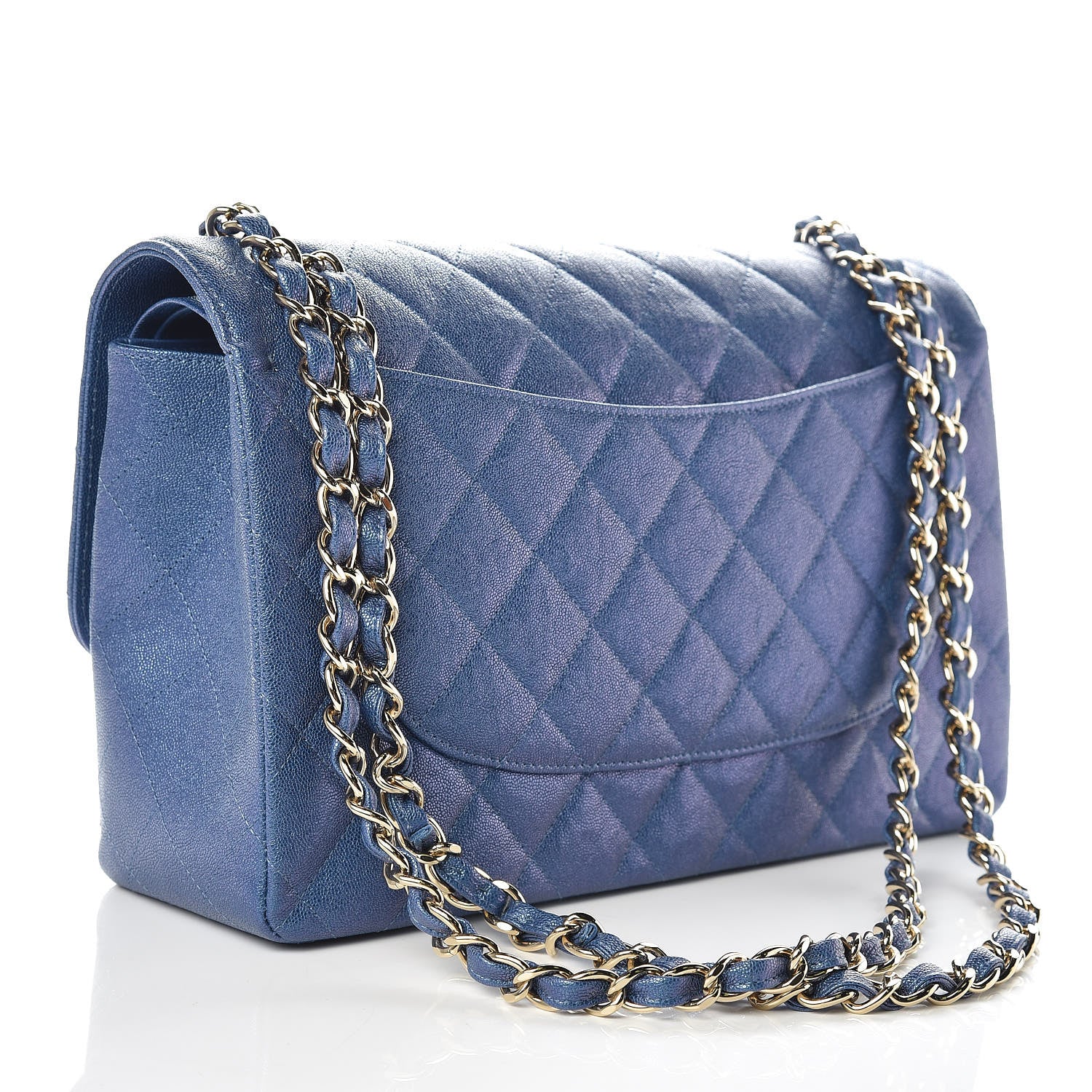 Chanel Iridescent Caviar Quilted Jumbo Double Flap Dark Blue 3 of 9