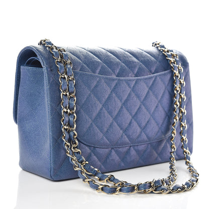 Chanel Iridescent Caviar Quilted Jumbo Double Flap Dark Blue 3 of 9
