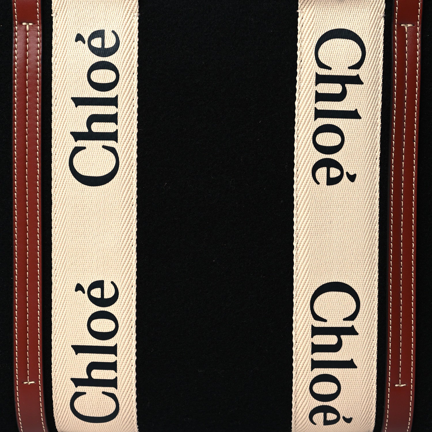 Chloe Felt Calfskin Medium Woody Ribbon Tote Black 8 of 10