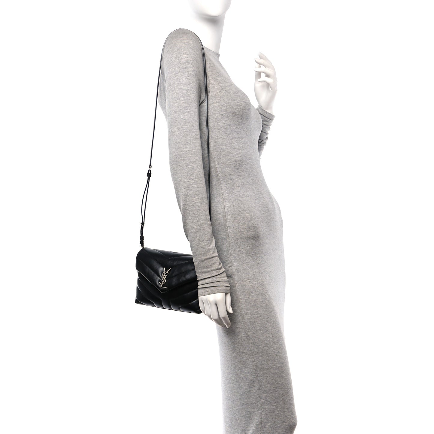 Calfskin Y Quilted Monogram Toy Loulou Crossbody Bag Black