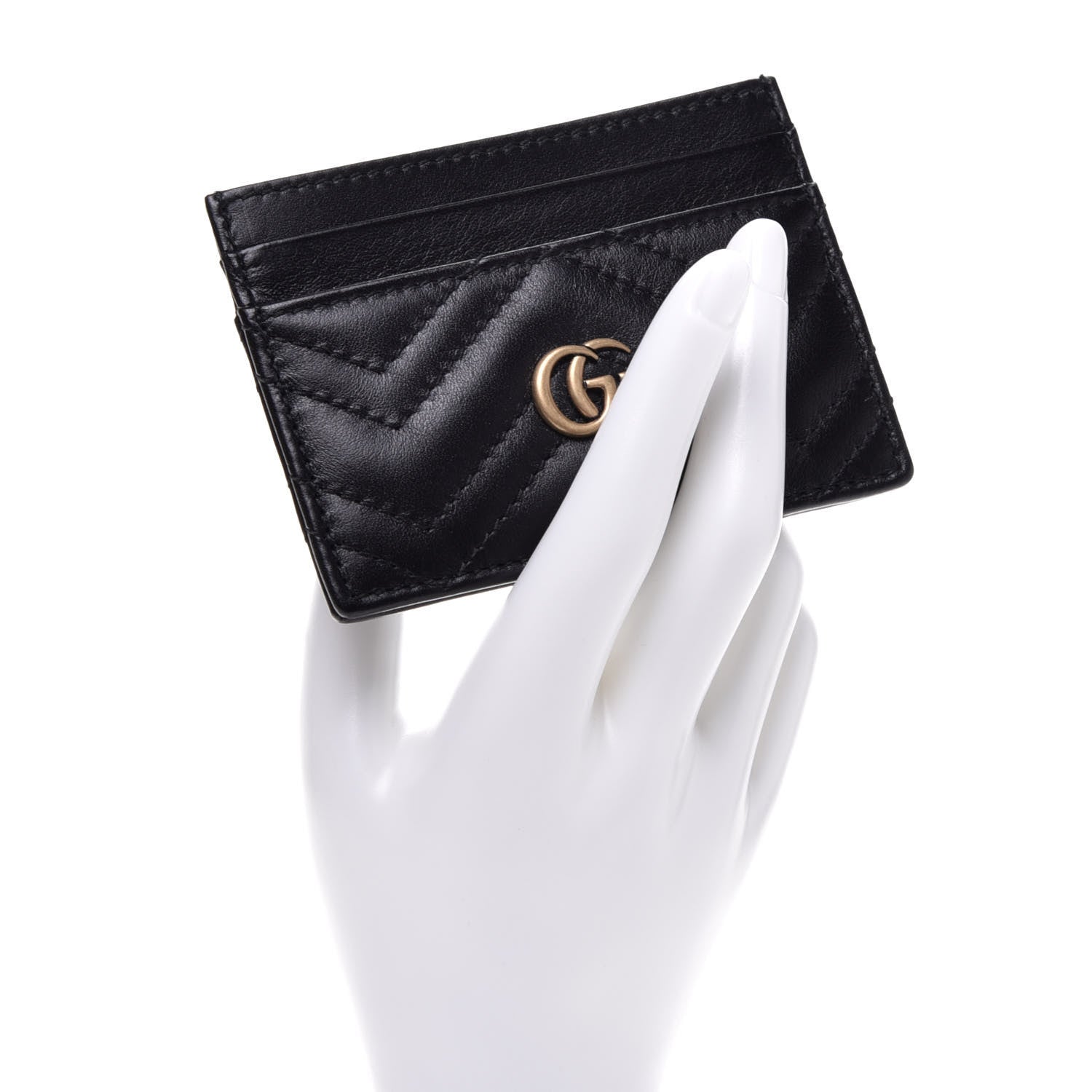 Gucci Calfskin Matelasse GG Marmont Card Holder Black 2 of 7