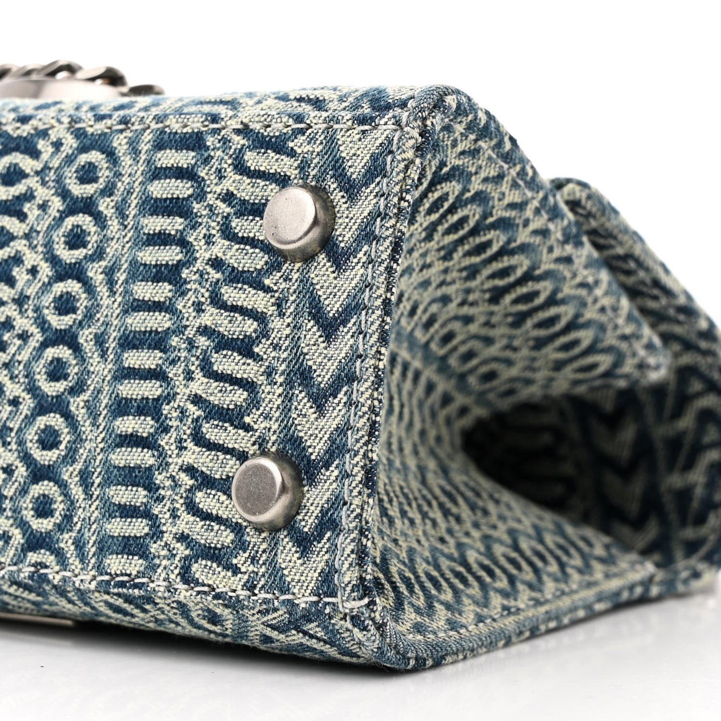 Sun Faded Denim Monogram The St Marc Mini Top Handle Bag Blue