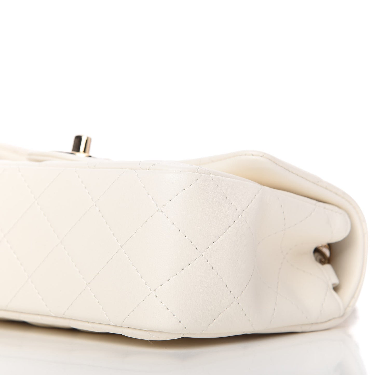 Lambskin Quilted Mini Rectangular Flap White