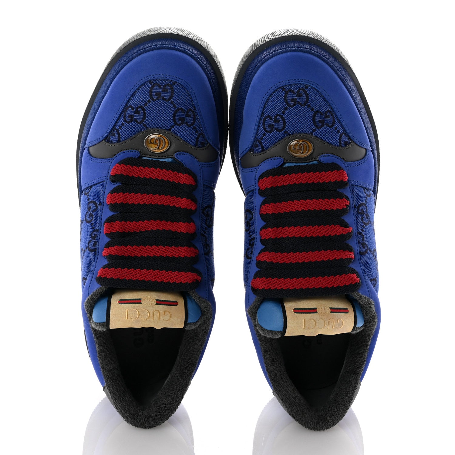 Gucci Monogram Nubuck Miro Soft Calfskin Mens Screener 50mm Sneakers 9.5 Imperial Blue Graphite Grey 2 of 10